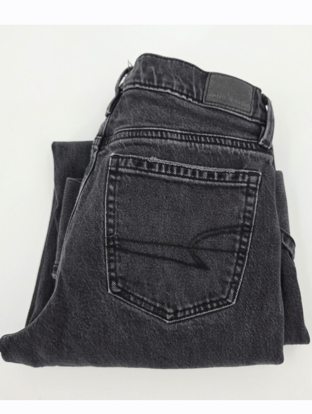 American Eagle Stretch Stovepipe Jean 2 Black Cuffed Relaxed Fit